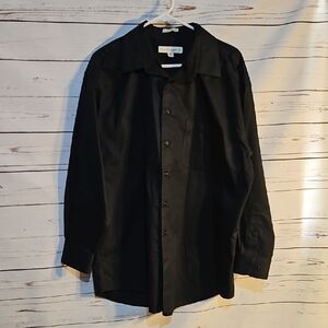 Pronto Uomo Black Long Sleeve Button Up Dress Shirt‎ Non Iron SZ " 17.5,32/33"